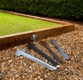 SleeperFit Single Tier Straight Railway Sleeper Bracket with Stake - Suitable for Planters, Raised Beds, Driveway & Path Edging - Indoor Outdoors