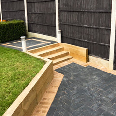 SleeperFit 2-Tier Corner Railway Sleeper Bracket with Stake - Suitable for Planters, Raised Beds, Driveway & Path Edging - Indoor Outdoors