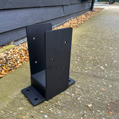 Heavy-Duty Welded Bolt-Down Post Base with 50mm Raiser for 6" / 150mm Wood