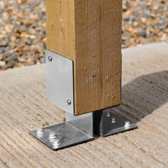 Fence Post Support Bolt-Down Brace & Foot Base Brackets for 4" / 100mm Wood