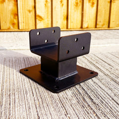 Heavy-Duty Welded Post Base Support Bracket with 60mm Raiser for 4" / 100mm Wood