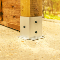 Fence Post Post-to-Floor Fixing Bracket for 4" / 100mm Wood