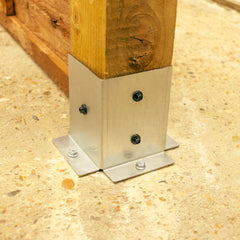 Fence Post Post-to-Floor Fixing Bracket for 4" / 100mm Wood