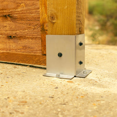 Fence Post Post-to-Floor Fixing Bracket for 4" / 100mm Wood
