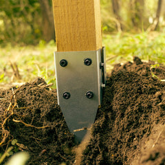 Light-Duty Drive-In Fence Post Mounting Staked Bracket Pair for 4" / 100mm Wood