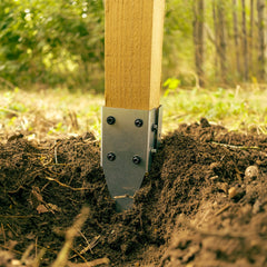 Light-Duty Drive-In Fence Post Mounting Staked Bracket Pair for 4" / 100mm Wood