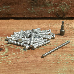 Post Base Installation Kit - All-in-One - Drill Bit + Driver Bit + Pack of 50 Bolts