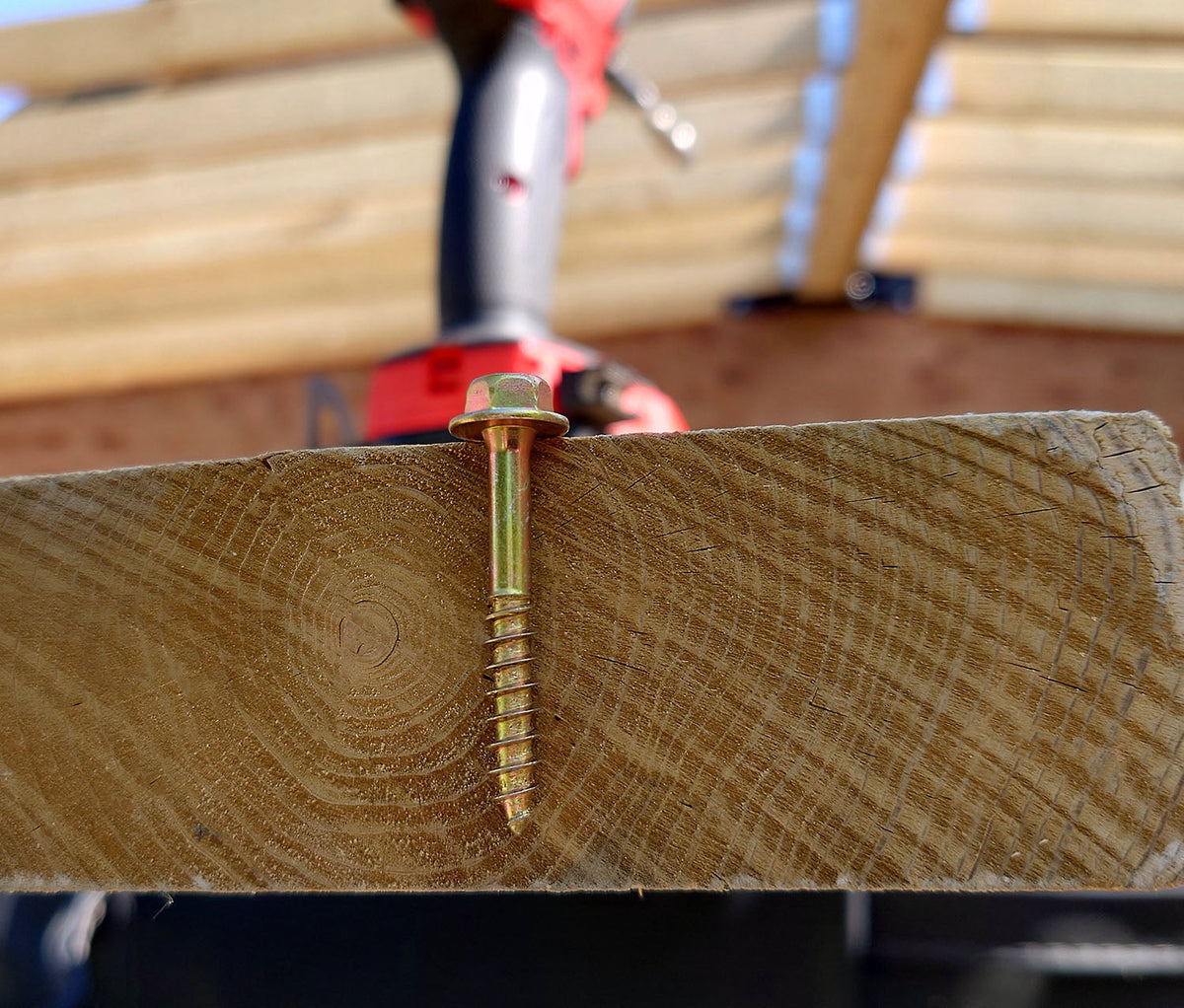 Hex Head EasyDrive Woodscrews for Rafter Bracket Installation - Indoor Outdoors