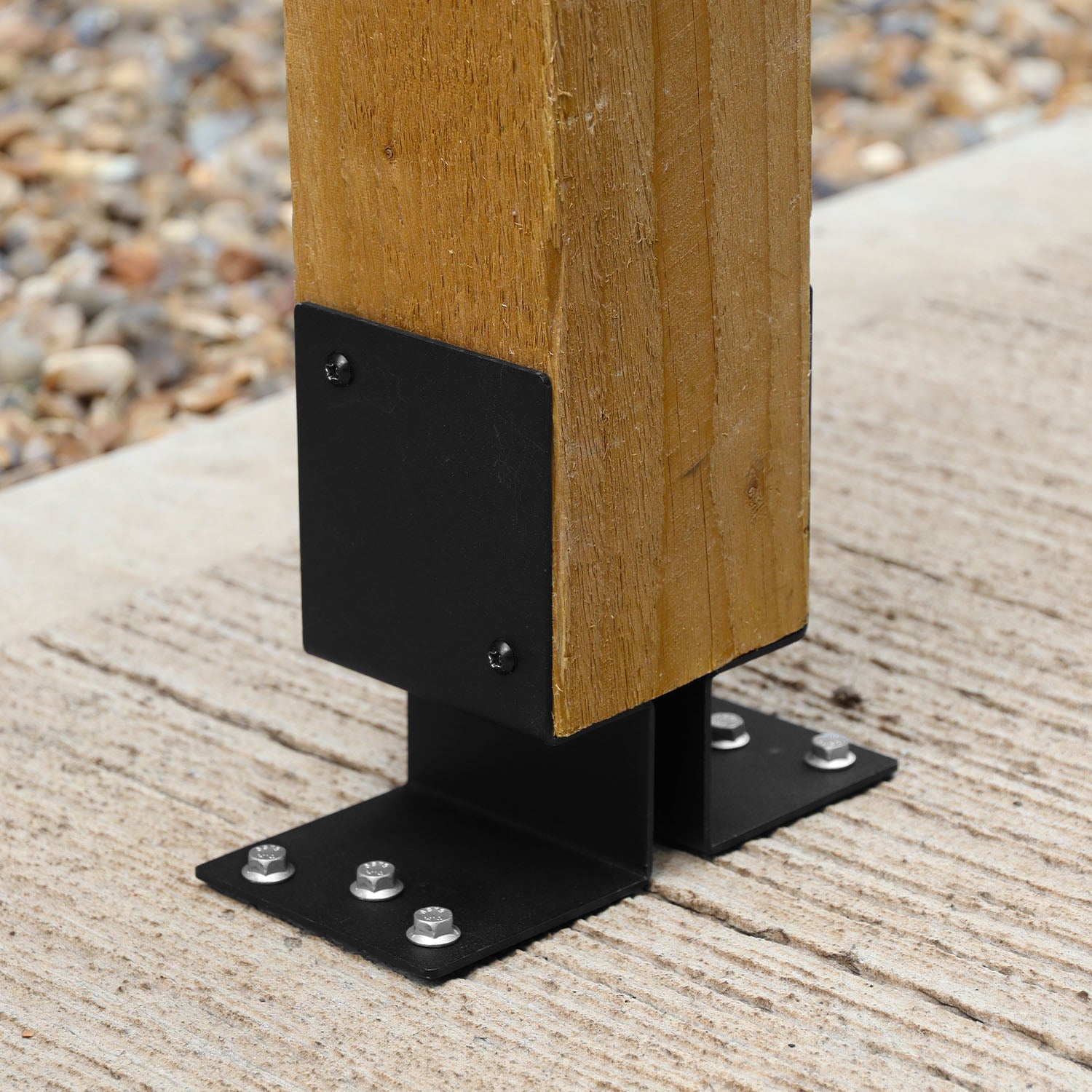 Fence Post Support Bolt-Down Brace & Foot Base Brackets for 3" / 75mm Wood