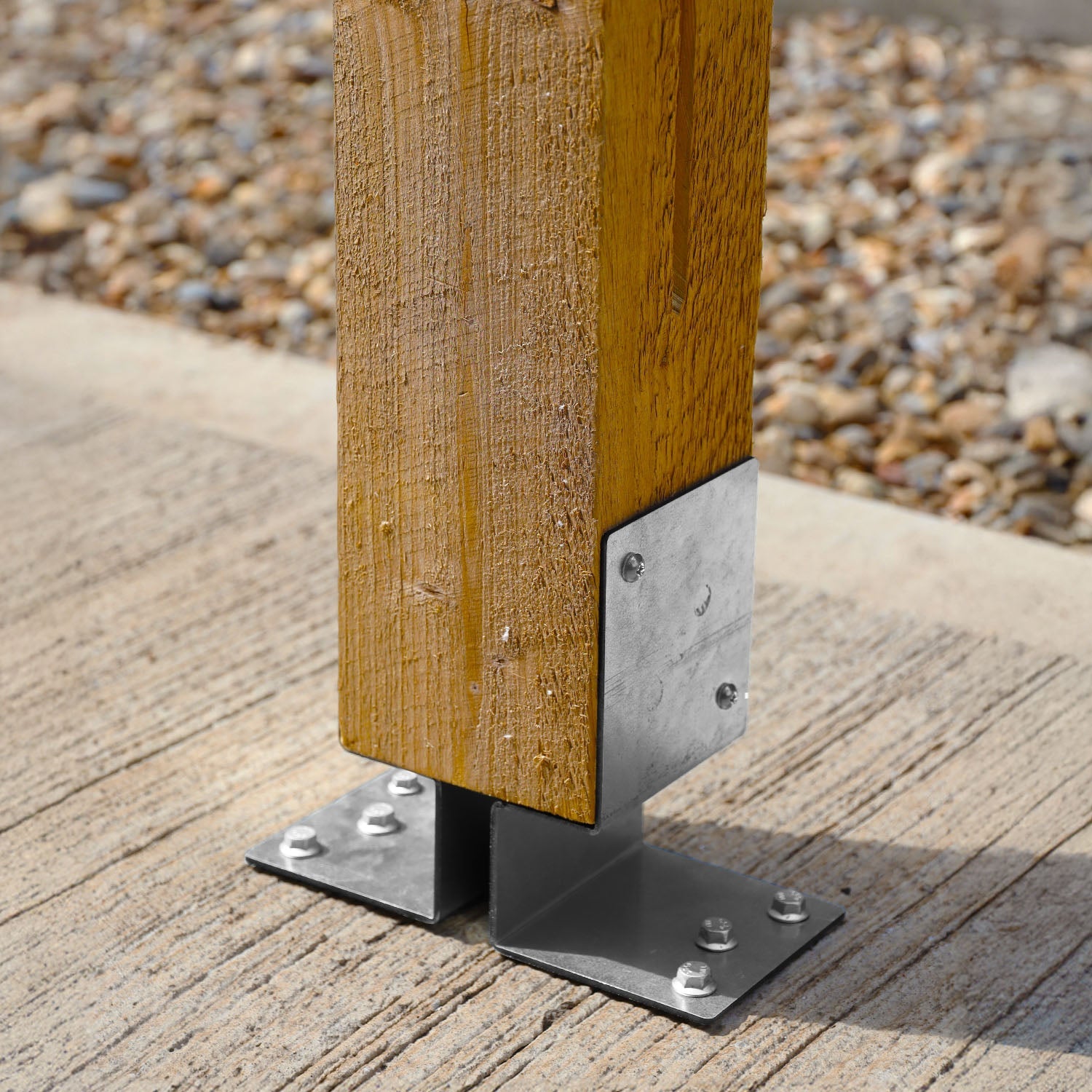 Fence Post Support Bolt-Down Brace & Foot Base Brackets for 3" / 75mm Wood