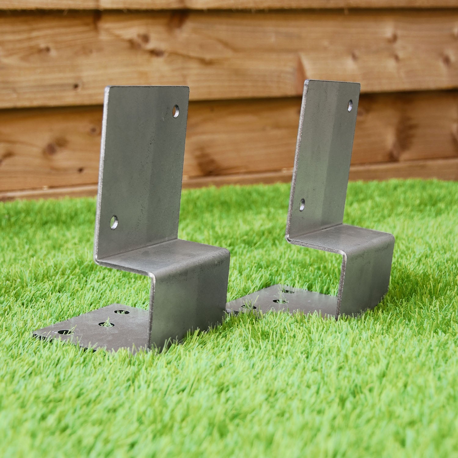 Fence Post Support Bolt-Down Brace & Foot Base Brackets for 3" / 75mm Wood