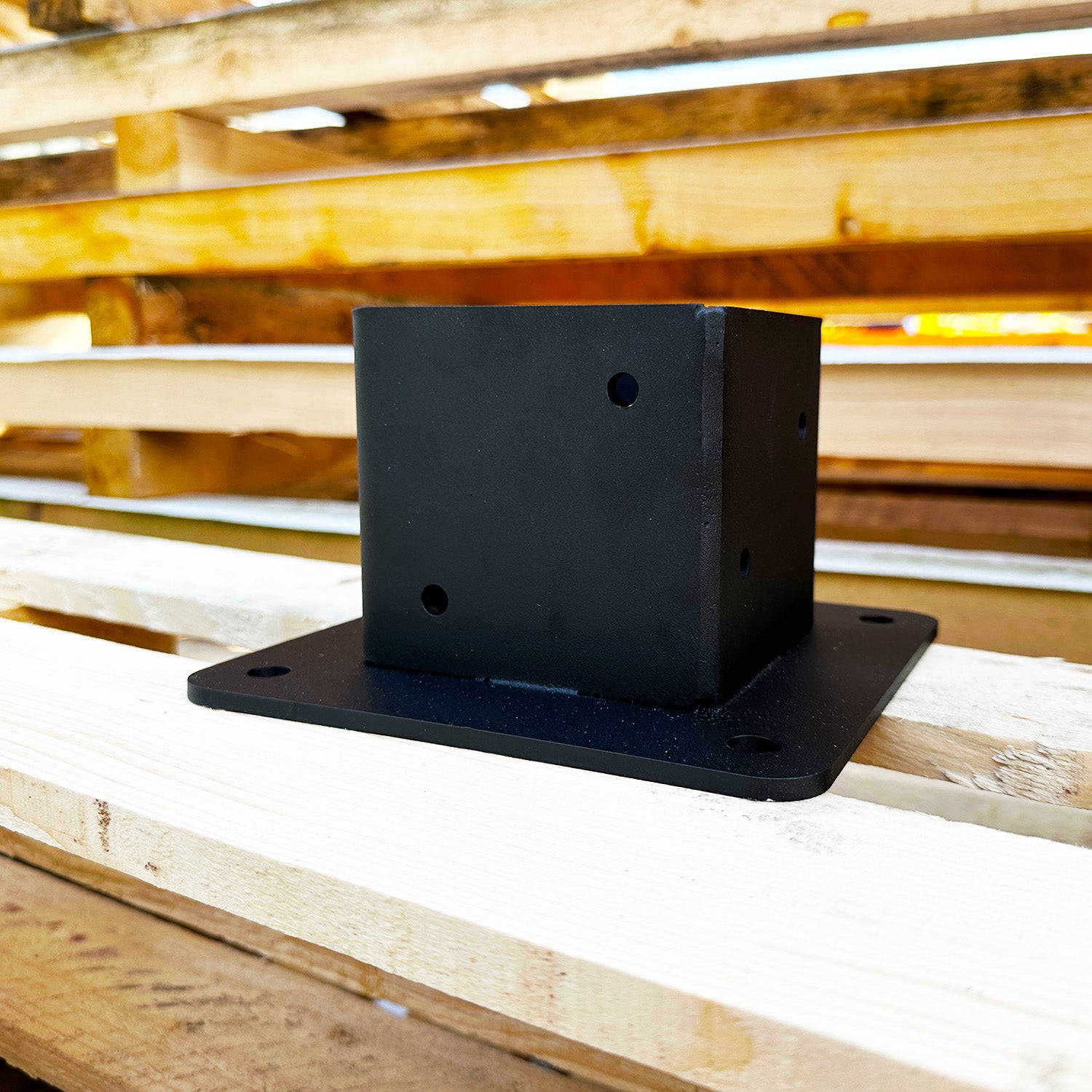 Heavy-Duty Slot-In Welded Bolt-Down Post Base for 6" / 150mm Wood