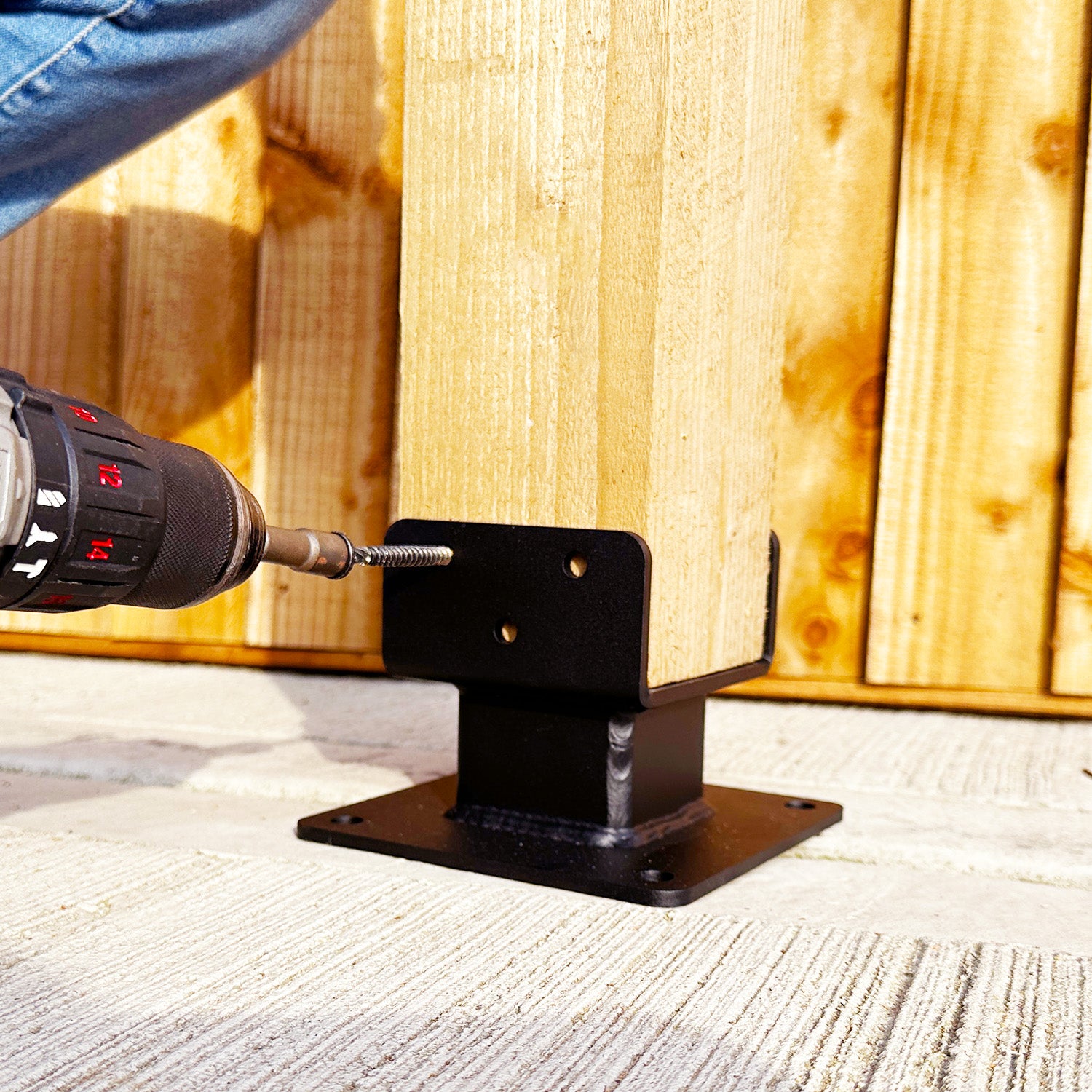 Heavy-Duty Welded Post Base Support Bracket with 60mm Raiser for 4" / 100mm Wood