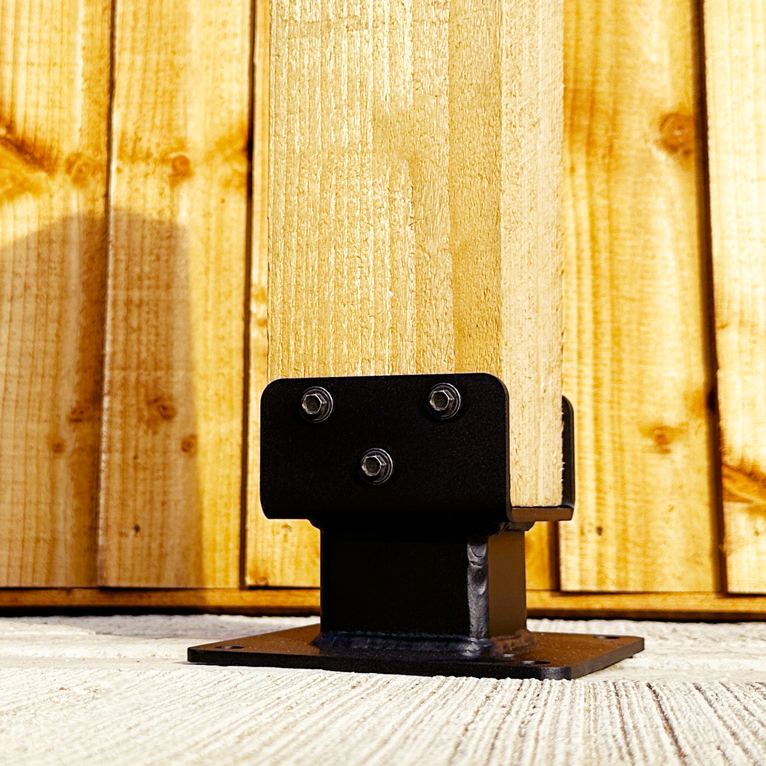 Heavy-Duty Welded Post Base Support Bracket with 60mm Raiser for 4" / 100mm Wood