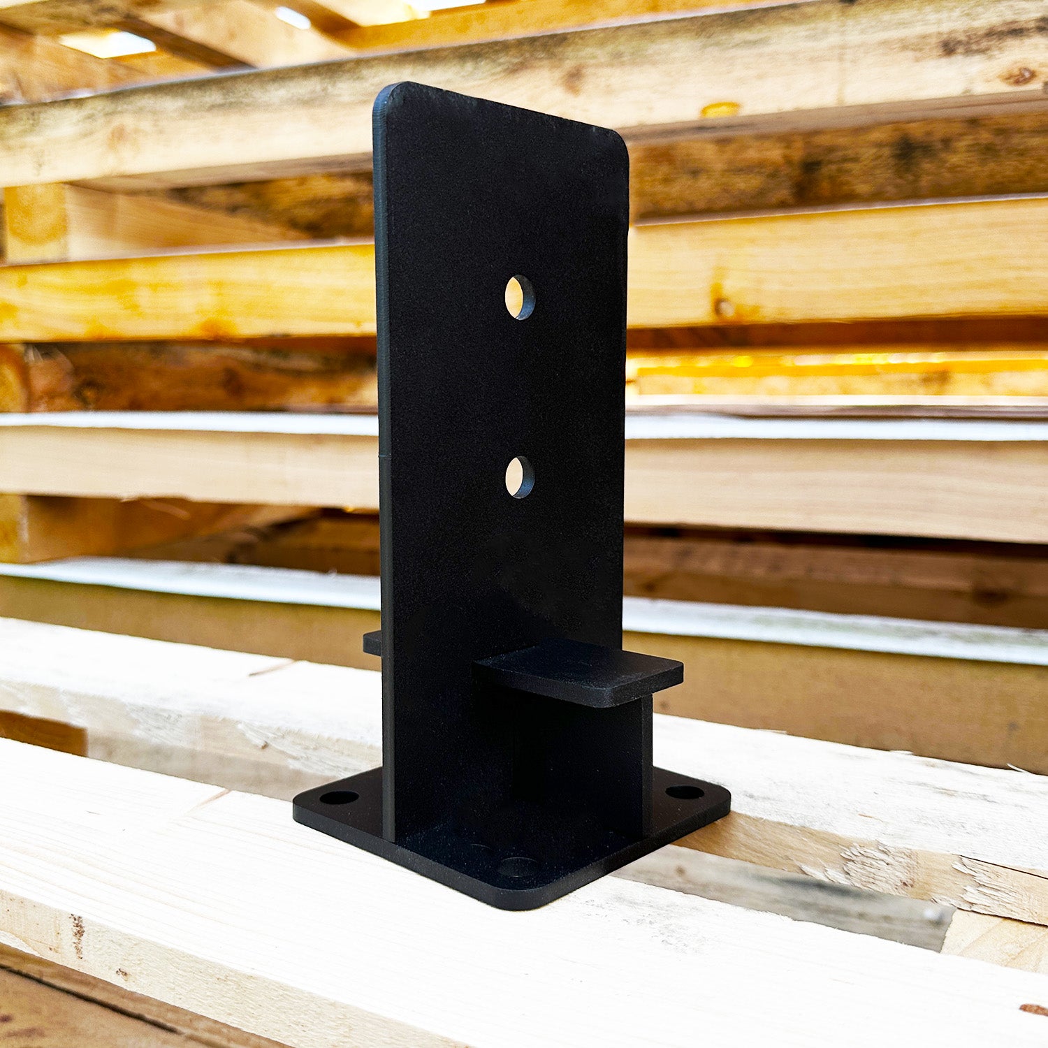 Heavy-Duty T-Bar Bolt-Down Post Support Bracket for 4" / 100mm Wood