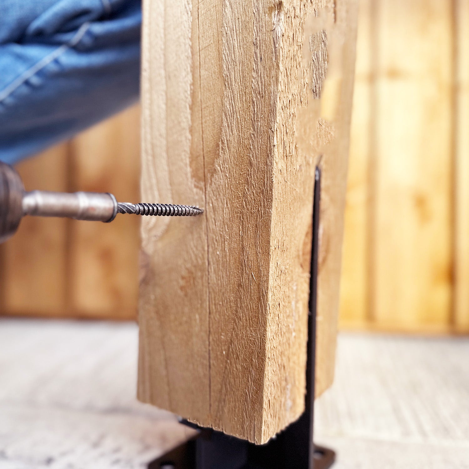 Heavy-Duty T-Bar Bolt-Down Post Support Bracket for 4" / 100mm Wood