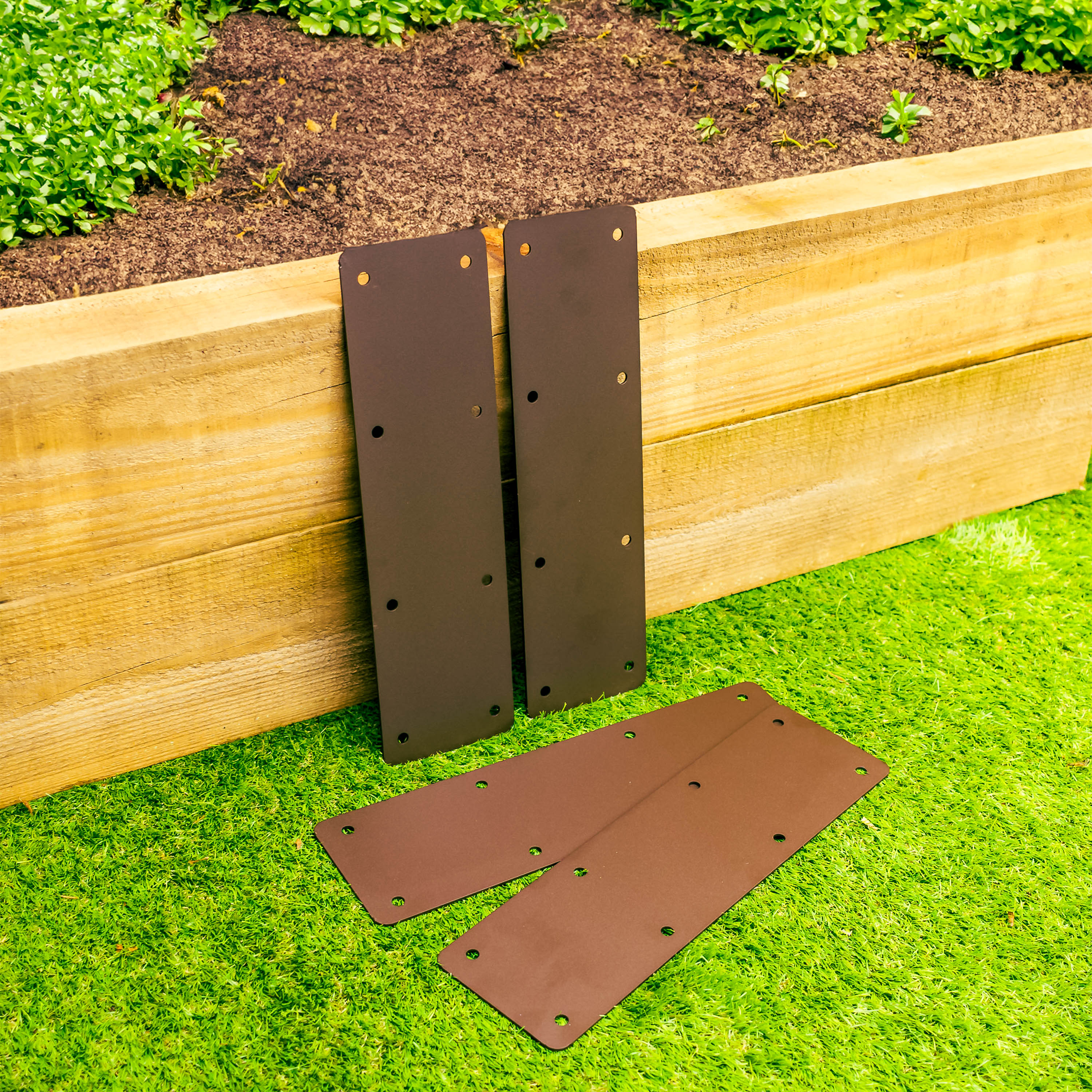 Jumbo 2-Tier Straight Flat Railway Sleeper Joining Bracket (Pack of 4)
