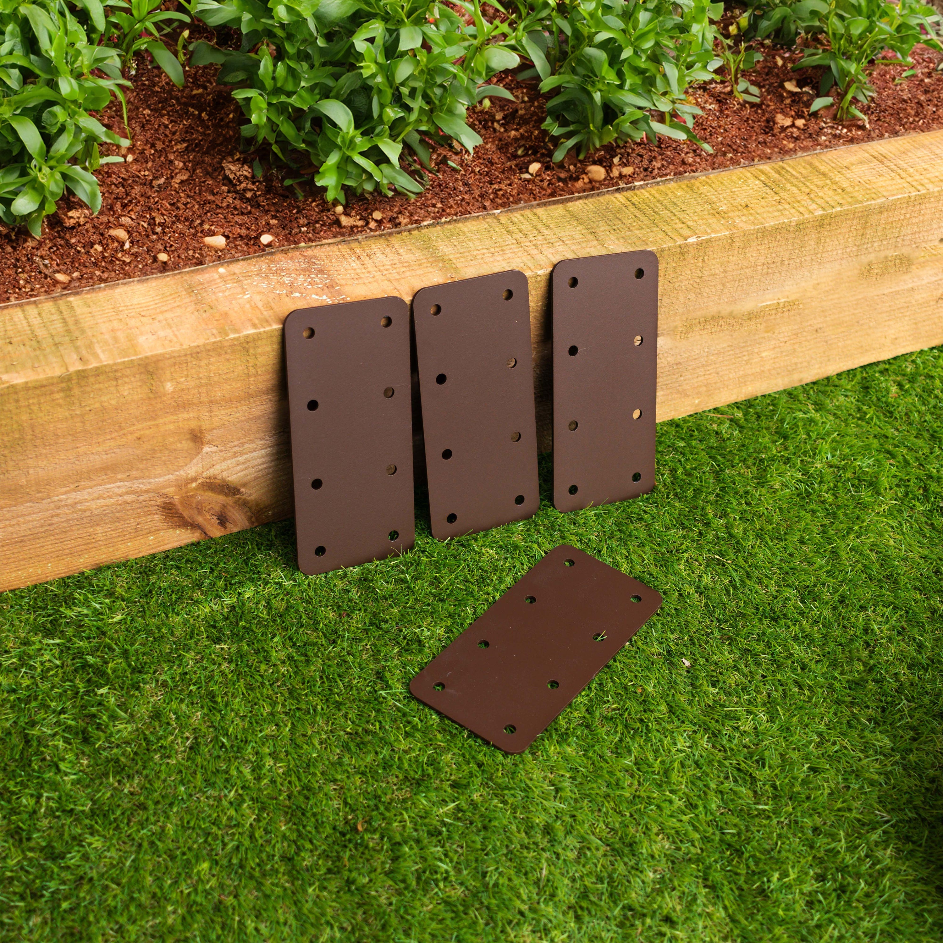 Extra Strong Standard Straight Flat Railway Sleeper Brackets (Pack of 4)