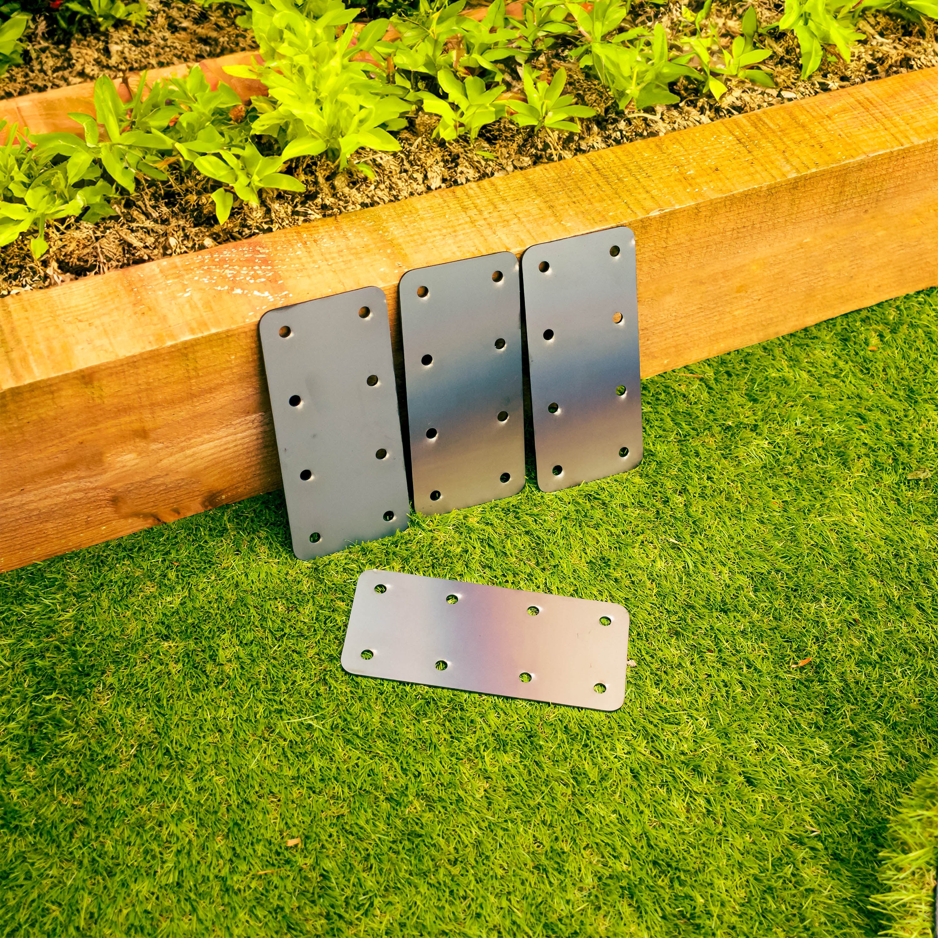 Standard Railway Sleeper Straight Flat Brackets - 170mm x 80mm (Pack of 4)