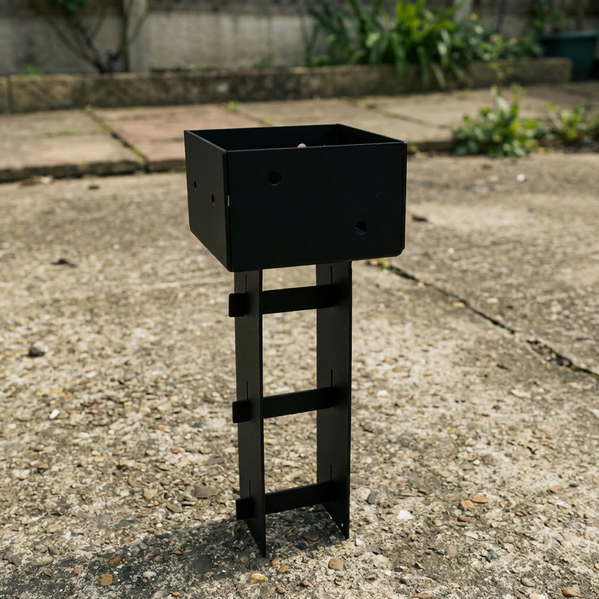 Slot-In Concrete-In Anti-Pullout Post Base Bracket for 4" / 100mm Wood